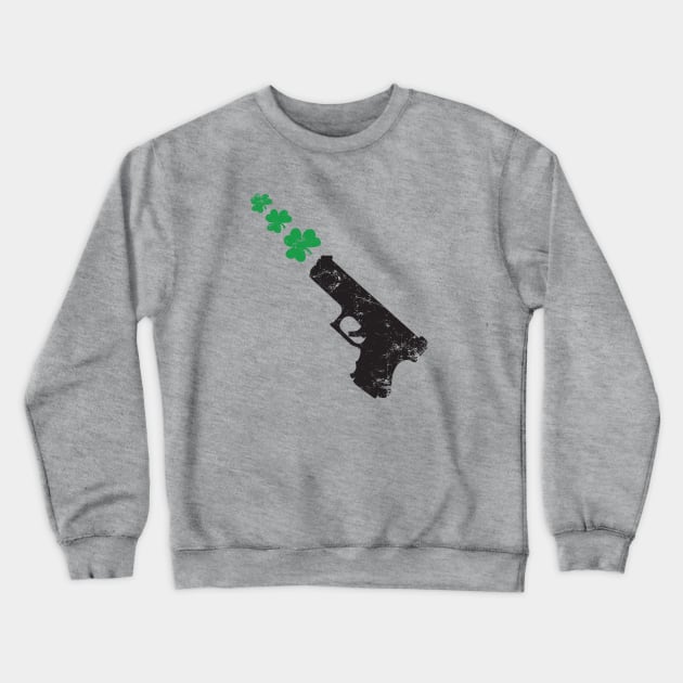 Gun shooting Shamrocks Crewneck Sweatshirt by MikesTeez